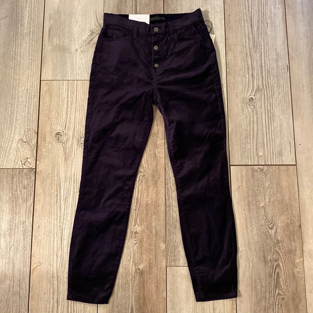 7 for all Mankind Super Skinny High Waist Ankle Purple Velvet Size 28
